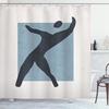image:imageAmbesonne Mid Century Modern Boho Shower Curtain Simple Silhouette of Man Freedom Vibe Rectangle Print Cloth Fabric Bathroom Decor Set with Hooks 69 W x 75 L Blue Grey Charcoal Grey