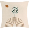 image:imageAmbesonne Mid Century Modern Boho Throw Pillow Cushion Cover Abstract Botany Vibes Leaf with Roundy Stripes and Round Decorative Square Accent Pillow Case 24 X 24 Hunter Green Ginger