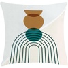 image:imageAmbesonne Mid Century Modern Boho Throw Pillow Cushion Cover Geometric Round Semicircle Shaped Stripes Minimalist Decorative Square Accent Pillow Case 26 X 26 Caramel Teal and Pale Tan