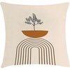 image:imageAmbesonne Mid Century Modern Boho Throw Pillow Cushion Cover Minimalist Art of a Leafy Tree with Semicircle Stripes Decorative Square Accent Pillow Case 28 X 28 Ginger Champagne Brown