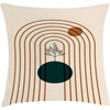 image:imageAmbesonne Mid Century Modern Boho Throw Pillow Cushion Cover Minimalist Leafy Planet and Sun Rounds with Lines Decorative Square Accent Pillow Case 24 X 24 Peach Cinnamon and Dark Teal