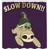 image:imageAmbesonne Sloth Shower Curtain Funny Cartoon Scenery Animal Turtle Snail on Top of Each Other Slow Down Phrase Cloth Fabric Bathroom Decor Set with Hooks 105 Extra Wide Plum Dark EggshellPlum Dark Eggshell