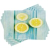 image:imageAmbesonne Yellow and Blue Place Mats Set of 4 Juicy Lemon Slices on Old Wooden Planks Porch Summer Refreshing Image Washable Fabric Placemats for Dining Table Standard Size Sky Blue