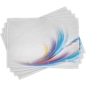 image:imageAmbesonne Abstract Place Mats Set of 4 Modern Rainbow Inspired Wavy Pattern with Blank Background Image Washable Fabric Placemats for Dining Table Standard Size Blue Purple