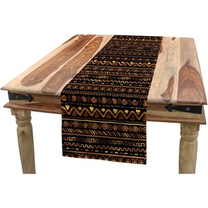 image:imageAmbesonne African Table Runner Chevron Zigzag Circles and Spirals Timeless Vintage Art Design Oriental Doodle Dining Room Kitchen Rectangular Runner 16 X 90 Dark Brown