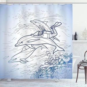 image:imageAmbesonne Anime Shower Curtain Cartoon Smiling Panda Fun Animal Theme Japanese Manga Teen Art Print Cloth Fabric Bathroom Decor Set with Hooks 69 W x 70 L White GreyBlue Navy
