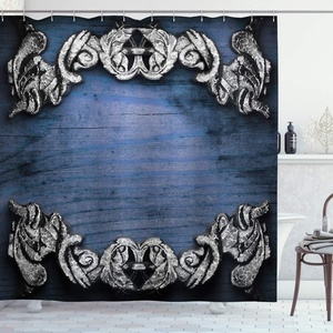 image:imageAmbesonne Anime Shower Curtain Cartoon Smiling Panda Fun Animal Theme Japanese Manga Teen Art Print Cloth Fabric Bathroom Decor Set with Hooks 69 W x 70 L White GreyDark Blue Grey