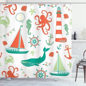 image:imageAmbesonne Anime Shower Curtain Cartoon Smiling Panda Fun Animal Theme Japanese Manga Teen Art Print Cloth Fabric Bathroom Decor Set with Hooks 69 W x 70 L White GreyVermilion Teal