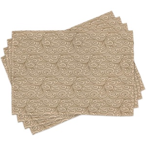image:imageAmbesonne Beige Place Mats Set of 4 Baroque Floral Swirls Damask Pattern Classic Victorian Style in Retro Antique Background Washable Fabric Placemats for Dining Table Standard Size French Beige