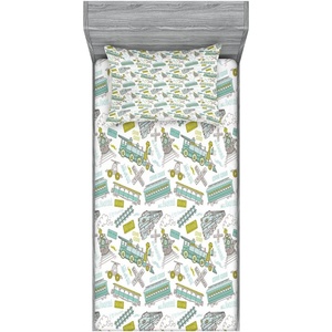 image:imageAmbesonne Cartoon Fitted Sheet amp Pillow Sham Set Sleeping Prince Frog in a Cap Polka Dots Background Animal World Kids Design Decorative Printed 3 Piece Bedding Decor Set Queen Green and BlueApple Green Turquoise