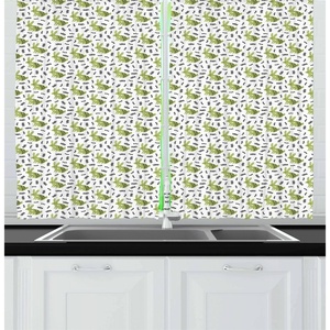 image:imageAmbesonne Cartoon Kitchen Curtains Colorful Scene of Animals Happy Smiling Faces Digital Illustration Window Drapes 2 Panel Set for Kitchen Cafe Decor 55 x 39 Lime Green and MulticolorPistachio Green Black