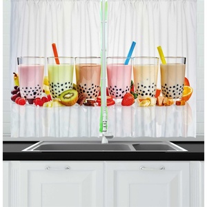 image:imageAmbesonne Cartoon Kitchen Curtains Colorful Scene of Animals Happy Smiling Faces Digital Illustration Window Drapes 2 Panel Set for Kitchen Cafe Decor 55 x 39 Lime Green and MulticolorOff White Multicolor