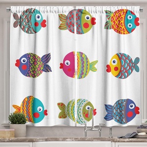 image:imageAmbesonne Cartoon Kitchen Curtains Colorful Scene of Animals Happy Smiling Faces Digital Illustration Window Drapes 2 Panel Set for Kitchen Cafe Decor 55 x 39 Lime Green and MulticolorWhite and Green