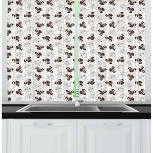 image:imageAmbesonne Cartoon Kitchen Curtains Colorful Scene of Animals Happy Smiling Faces Digital Illustration Window Drapes 2 Panel Set for Kitchen Cafe Decor 55 x 39 Lime Green and MulticolorBeige Brown Tan