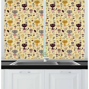 image:imageAmbesonne Cartoon Kitchen Curtains Group of Savannah Jungle Animals with Funny Expressions Savannah Mascots Print Window Drapes 2 Panel Set for Kitchen Cafe Decor 55 x 39 Orange Multicolor GreenPale Khaki Multicolor