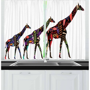 image:imageAmbesonne Cartoon Kitchen Curtains Group of Savannah Jungle Animals with Funny Expressions Savannah Mascots Print Window Drapes 2 Panel Set for Kitchen Cafe Decor 55 x 39 Orange Multicolor GreenMulticolor White Red