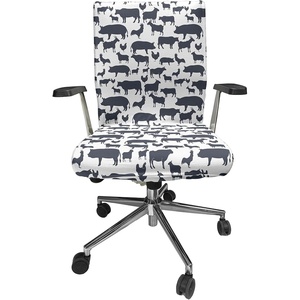 image:imageAmbesonne Cartoon Office Chair Slipcover Xray Part of an Abstract Skeleton Image in Repetitive Grunge Pattern Protective Stretch Decorative Fabric Cover Standard Size Ivory CharcoalBlue Grey