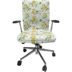 image:imageAmbesonne Cartoon Office Chair Slipcover Xray Part of an Abstract Skeleton Image in Repetitive Grunge Pattern Protective Stretch Decorative Fabric Cover Standard Size Ivory CharcoalGreen Yellow