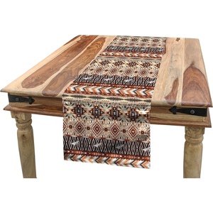 image:imageAmbesonne Cartoon Table Runner Repetitive Vintage Pattern of Globe Laptops Notes and Bus Funny Print Dining Room Kitchen Rectangular Runner 16 X 72 Champagne and MulticolorOrange Brown Beige