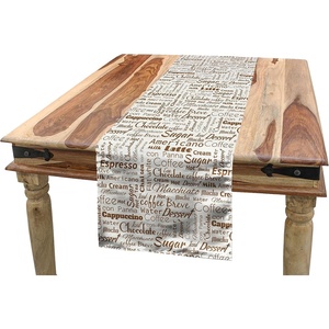 image:imageAmbesonne Cartoon Table Runner Repetitive Vintage Pattern of Globe Laptops Notes and Bus Funny Print Dining Room Kitchen Rectangular Runner 16 X 72 Champagne and MulticolorUmber Cream
