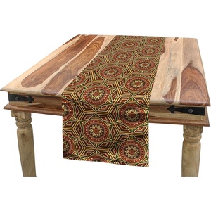 image:imageAmbesonne Cartoon Table Runner Repetitive Vintage Pattern of Globe Laptops Notes and Bus Funny Print Dining Room Kitchen Rectangular Runner 16 X 72 Champagne and MulticolorBurnt Orange Hunter Green
