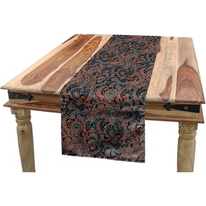 image:imageAmbesonne Cartoon Table Runner Repetitive Vintage Pattern of Globe Laptops Notes and Bus Funny Print Dining Room Kitchen Rectangular Runner 16 X 72 Champagne and MulticolorTeal Coral