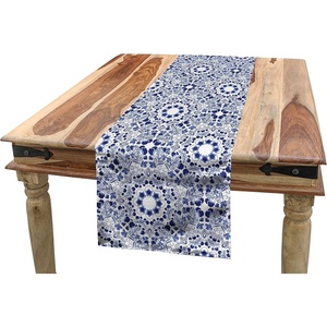 image:imageAmbesonne Cartoon Table Runner Repetitive Vintage Pattern of Globe Laptops Notes and Bus Funny Print Dining Room Kitchen Rectangular Runner 16 X 72 Champagne and MulticolorBlue