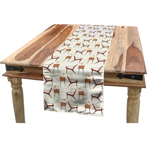 image:imageAmbesonne Cartoon Table Runner Repetitive Vintage Pattern of Globe Laptops Notes and Bus Funny Print Dining Room Kitchen Rectangular Runner 16 X 72 Champagne and MulticolorCinnamon Ivory