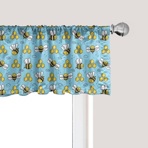image:imageAmbesonne Cartoon Window Valance Summer Style Funny Demonstration of Happy Flying Characters and Hexagon Comb Curtain Valance for Kitchen Bedroom Decor with Rod Pocket 54 X 18 Sky Blue MustardSky Blue Mustard