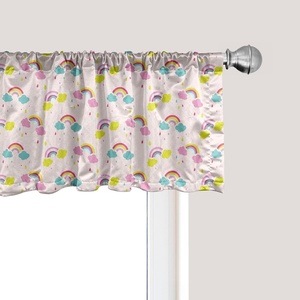 image:imageAmbesonne Cartoon Window Valance Summer Style Funny Demonstration of Happy Flying Characters and Hexagon Comb Curtain Valance for Kitchen Bedroom Decor with Rod Pocket 54 X 18 Sky Blue MustardRose and Multicolor
