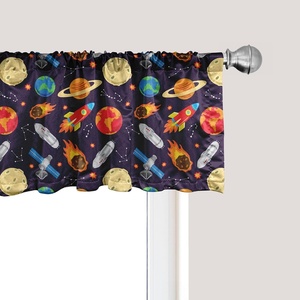 image:imageAmbesonne Cartoon Window Valance Summer Style Funny Demonstration of Happy Flying Characters and Hexagon Comb Curtain Valance for Kitchen Bedroom Decor with Rod Pocket 54 X 18 Sky Blue MustardDark Night Blue