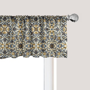 image:imageAmbesonne Cartoon Window Valance Summer Style Funny Demonstration of Happy Flying Characters and Hexagon Comb Curtain Valance for Kitchen Bedroom Decor with Rod Pocket 54 X 18 Sky Blue MustardEarth Yellow Slate Blue