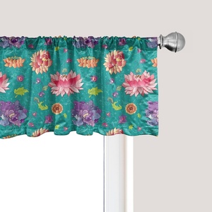 image:imageAmbesonne Cartoon Window Valance Summer Style Funny Demonstration of Happy Flying Characters and Hexagon Comb Curtain Valance for Kitchen Bedroom Decor with Rod Pocket 54 X 18 Sky Blue MustardTeal