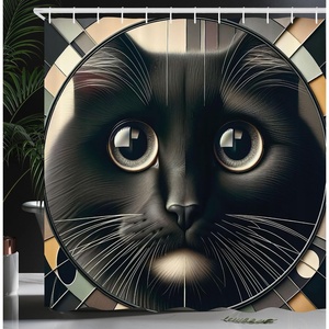 image:imageAmbesonne Cat Shower Curtain Rich Queen Kitty Character on Money Boss Lady Animal Funny Cartoon Cloth Fabric Bathroom Decor Set with Hooks 69 W x 70 L Cream Hunter Green and OrangeCharcoal Grey