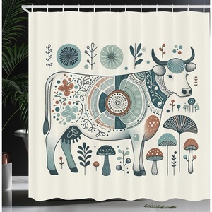 image:imageAmbesonne Cat Shower Curtain Rich Queen Kitty Character on Money Boss Lady Animal Funny Cartoon Cloth Fabric Bathroom Decor Set with Hooks 69 W x 70 L Cream Hunter Green and OrangePaprika Petrol Blue
