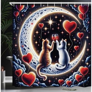 image:imageAmbesonne Cat Shower Curtain Rich Queen Kitty Character on Money Boss Lady Animal Funny Cartoon Cloth Fabric Bathroom Decor Set with Hooks 69 W x 70 L Cream Hunter Green and OrangeIndigo and Scarlet
