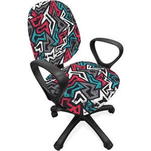 image:imageAmbesonne Dog Office Chair Slipcover Cartoon Style Interpretation of Doggies Playing and Messing Around with Toys Print Protective Stretch Decorative Fabric Cover Standard Size Coffee BrownDimgrey Coral