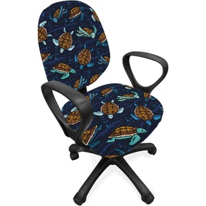 image:imageAmbesonne Dog Office Chair Slipcover Cartoon Style Interpretation of Doggies Playing and Messing Around with Toys Print Protective Stretch Decorative Fabric Cover Standard Size Coffee BrownNavy Brown
