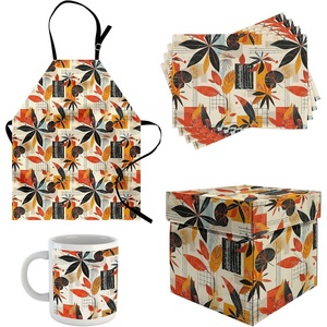 image:imageAmbesonne Fall Kitchen Gift Set with Apron Mug 4 Placemats amp Unique Box Retro Rustic Autumnal Vibe Kitchen Textiles and Cup 7pcs Set for Christmas and Housewarming Black Vermilion Mustard