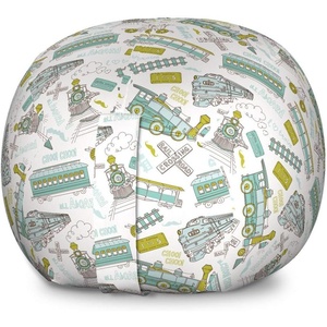 image:imageAmbesonne Funny Cartoon Storage Toy Bag Chair Theme of Playful Hipster Cats with Glasses Colorful Dotted Designed Print Stuffed Animal Organizer Washable Bag Large Size Pink GreyApple Green Turquoise