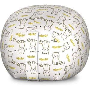 image:imageAmbesonne Funny Cartoon Storage Toy Bag Chair Theme of Playful Hipster Cats with Glasses Colorful Dotted Designed Print Stuffed Animal Organizer Washable Bag Large Size Pink GreyMustard White