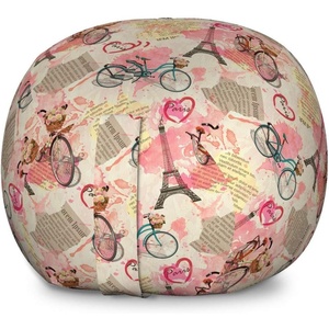 image:imageAmbesonne Funny Cartoon Storage Toy Bag Chair Theme of Playful Hipster Cats with Glasses Colorful Dotted Designed Print Stuffed Animal Organizer Washable Bag Large Size Pink GreyBlue Pink