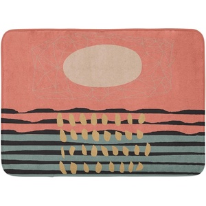 image:imageAmbesonne Mid Century Modern Boho Bath Mat Abstract Sun on Scandinavian Waves Pastel Terracotta Colors Plush Bathroom Decor Mat with Non Slip Backing 302 x 20 Coral Laurel Green