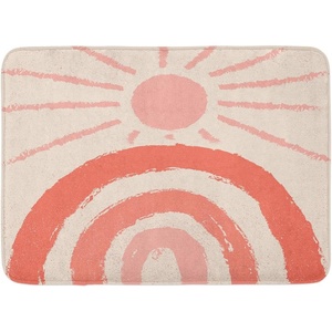 image:imageAmbesonne Mid Century Modern Boho Bath Mat Sunny Day in Neutral Colors Rainbow Stripes and Sun Art Plush Bathroom Decor Mat with Non Slip Backing 302 x 20 Coral Blush Eggshell
