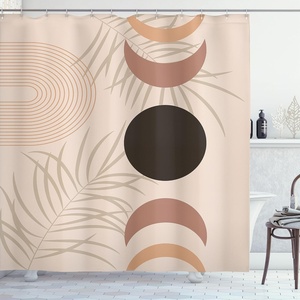 image:imageAmbesonne Mid Century Modern Boho Shower Curtain Dreamy Round and Crescent Pattern with Exotic Leaves Cloth Fabric Bathroom Decor Set with Hooks 69 W x 105 L Taupe Pale Rust Champagne