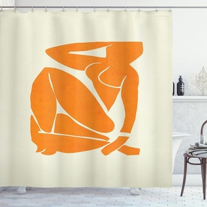 image:imageAmbesonne Mid Century Modern Boho Shower Curtain Minimalist Lady Silhouette Hippie Artwork on Cream Backdrop Cloth Fabric Bathroom Decor Set with Hooks 69 W x 75 L Marigold Eggshell