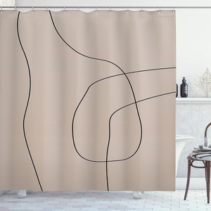 image:imageAmbesonne Mid Century Modern Boho Shower Curtain Muted Tones Minimalist Abstract Drawn Stripes Print Cloth Fabric Bathroom Decor Set with Hooks 69 W x 75 L Charcoal Grey Pale Sepia