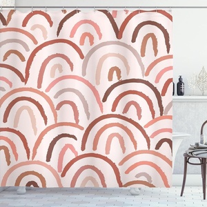 image:imageAmbesonne Mid Century Modern Boho Shower Curtain Neutral Scandinavian Rainbows Simple Dreamy Lines Cloth Fabric Bathroom Decor Set with Hooks 69 W x 84 L White Pale Cinnamon Blush