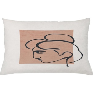 image:imageAmbesonne Mid Century Modern Boho Throw Pillow Cushion Cover Minimalist Outline Lady Silhouette and Rectangle Print Decorative Rectangle Accent Pillow Case 26 X 16 Almond Dark Slate Blue