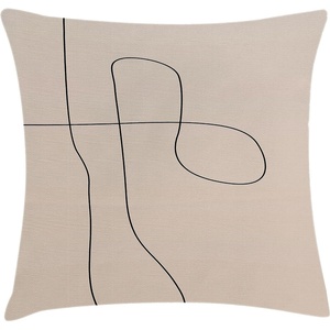 image:imageAmbesonne Mid Century Modern Boho Throw Pillow Cushion Cover Minimalist Themed Scribble Style Stripe on Nude Tone Decorative Square Accent Pillow Case 28 X 28 Pale Sepia Charcoal Grey